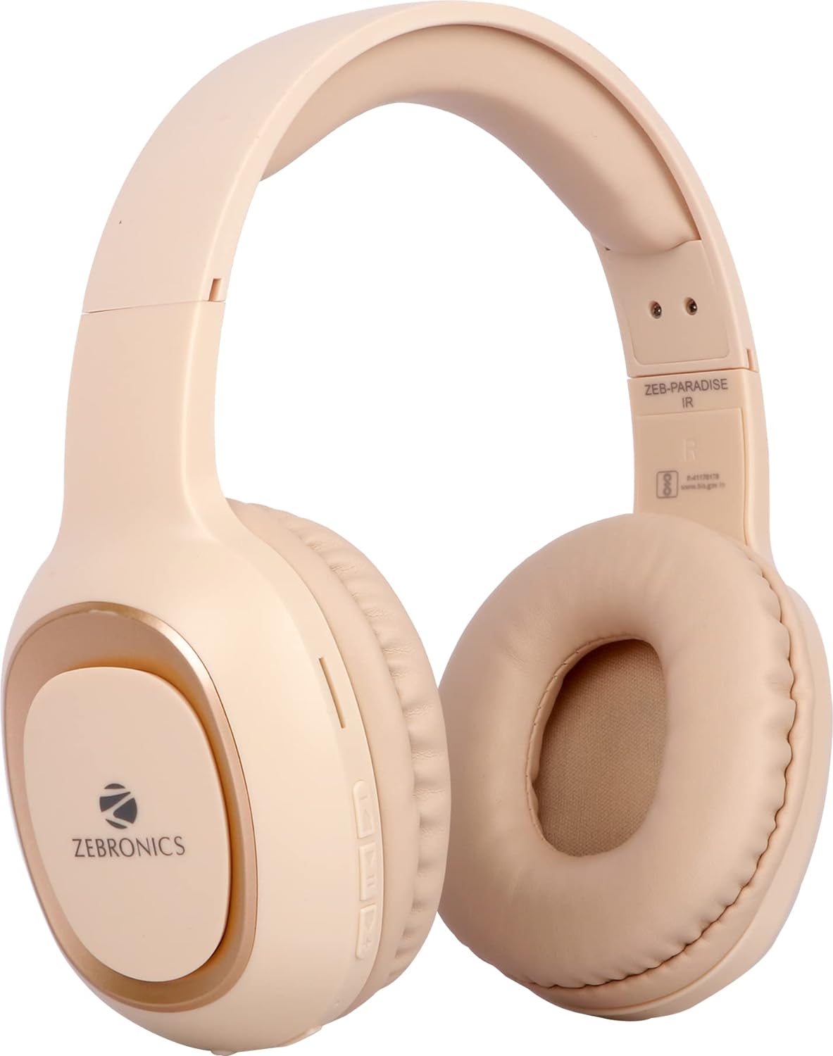 Zebronics Zeb - Paradise Bluetooth Wireless On Ear Headphones With Mic Comes With 40Mm Drivers, Aux Connectivity, Built In Fm, Call Function, 15Hrs* Playback Time And Supports Micro Sd Card (Beige)