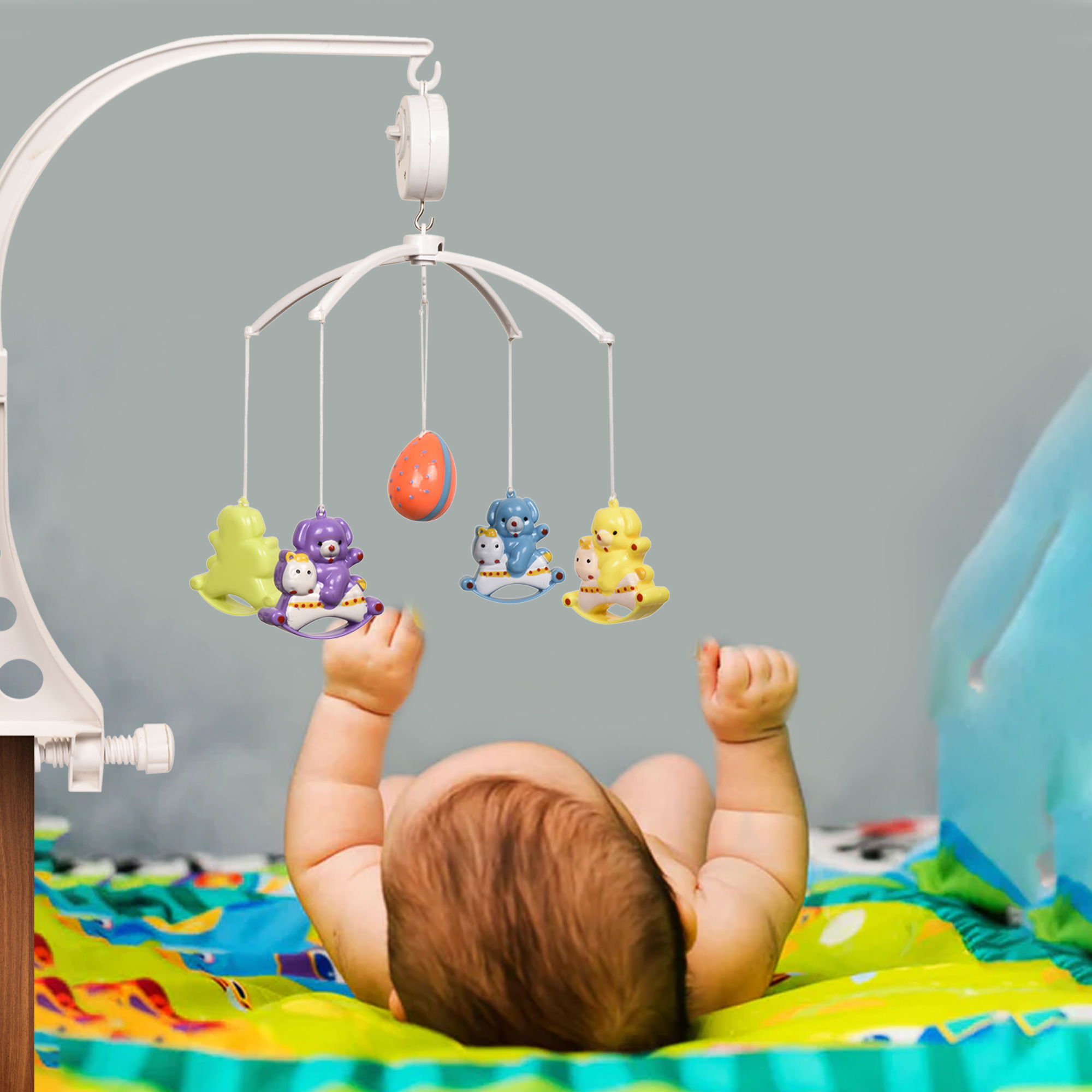 Braintastic Musical Sound & Light Rattle Cot Mobile Rotating for Baby Cradle and Bed Jhumar for Baby and Kids