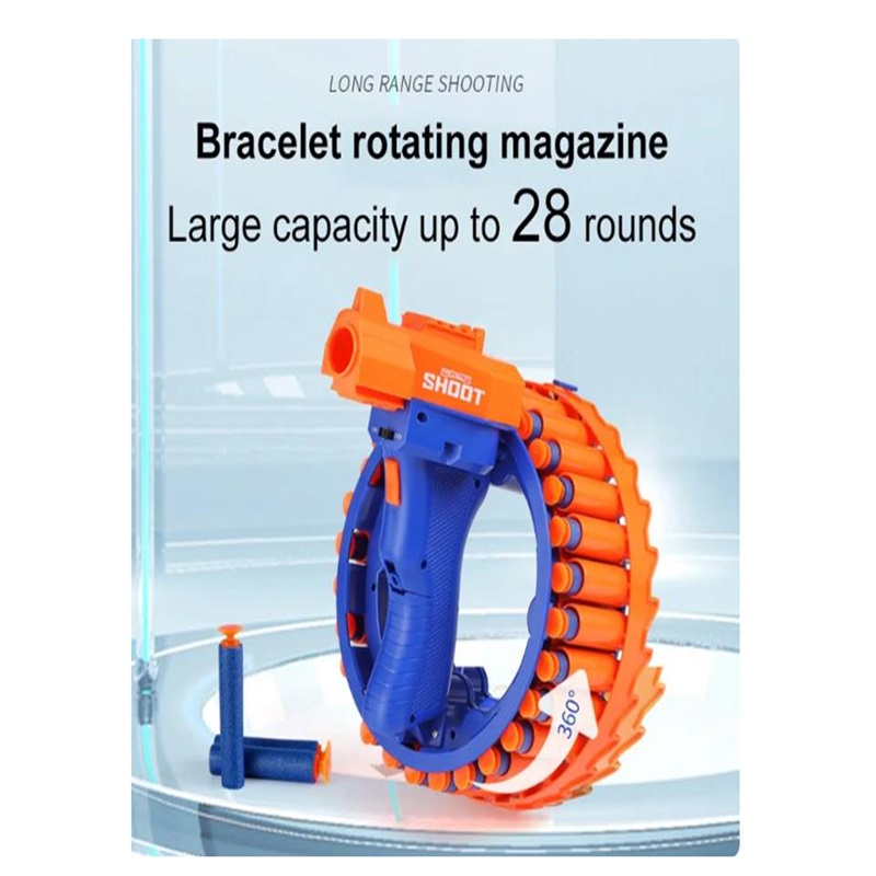 Braintastic Electric Bracelet Rapid Fire Rotating Gun with Continuous Firing Soft Bullets Launcher Rotating Wheel Toy for Kids