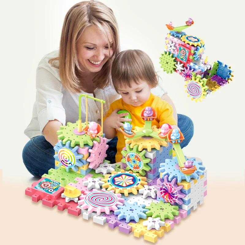 Braintastic 81 Pcs Miracle Bricks Motorized Spinning Gear Building Block Toy Sets Interlocking Learning and Educational Game for Kids