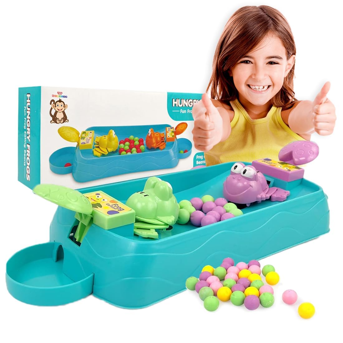 Braintastic Fun Hungry Frog Eating Beans Table Top Desktop Finger Toy Classic Board Game for Kids (2 Players)