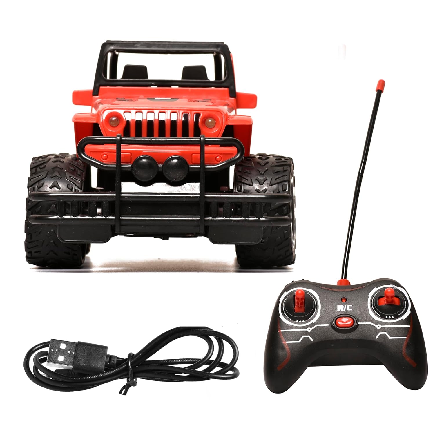 Braintastic Rechargeable Battery Operated Jeep Off Road Ride on Open Door RC Car for Kids Age 6+ Years