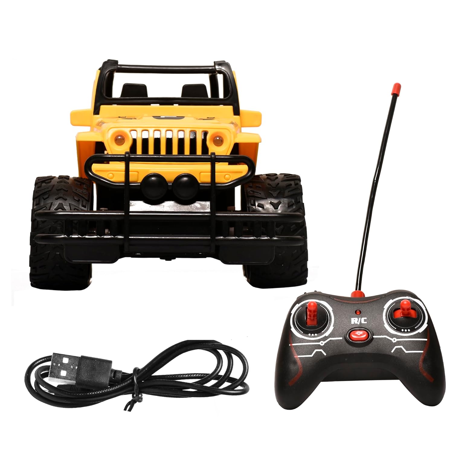 Braintastic Rechargeable Battery Operated Jeep Off Road Ride on Open Door RC Car for Kids Age 6+ Years
