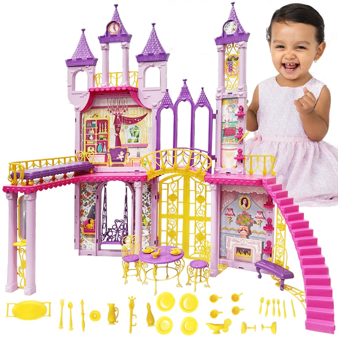 Simba Steffie Love Doll House for Girls (30+ Pieces) Play Set for Girls | Dream Castle Doll House | Big Doll House for Girls Age 5+ Years | Ideal for Birthday Gift