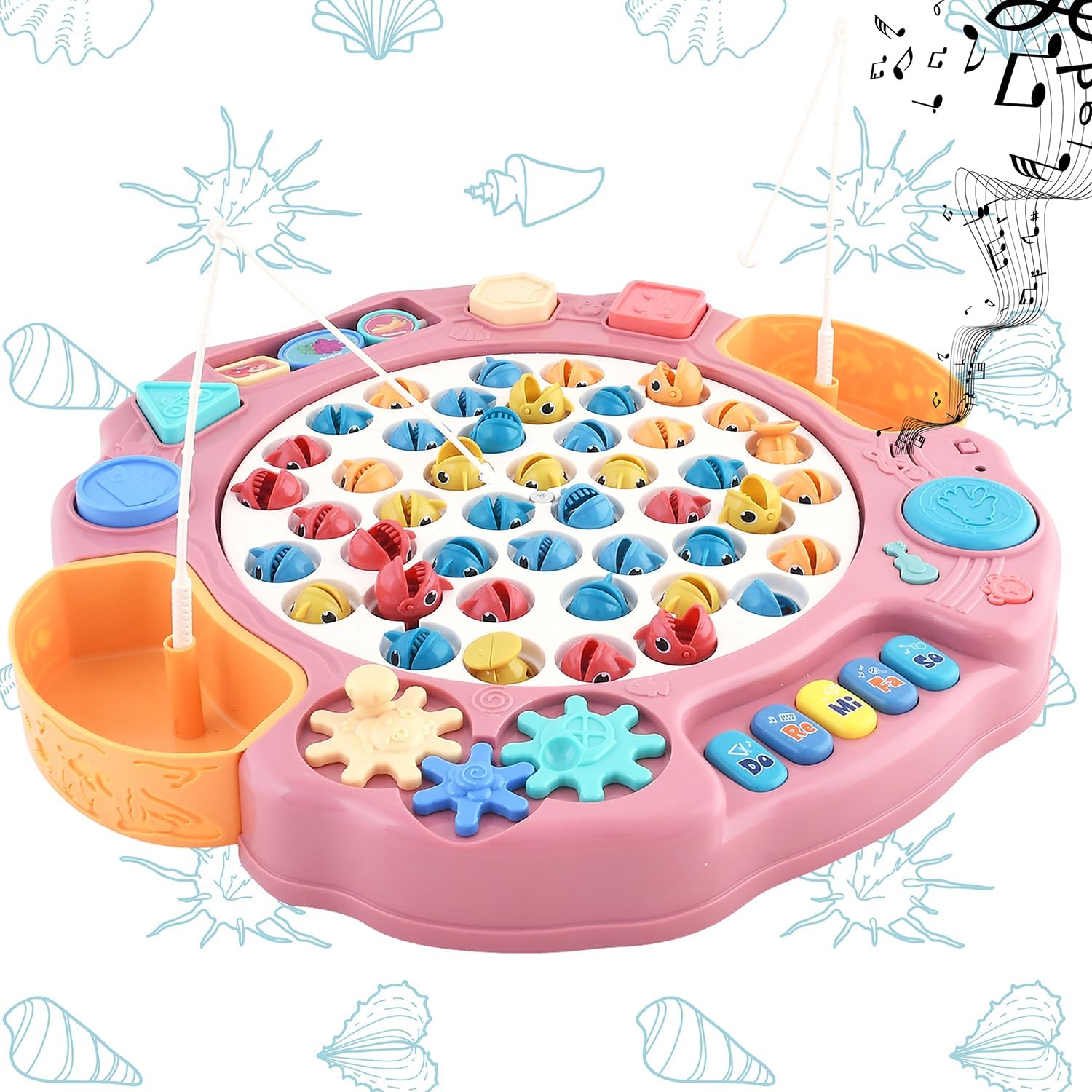 Braintastic Motorized Musical Rotating Fun Fishing Game Toy with 45