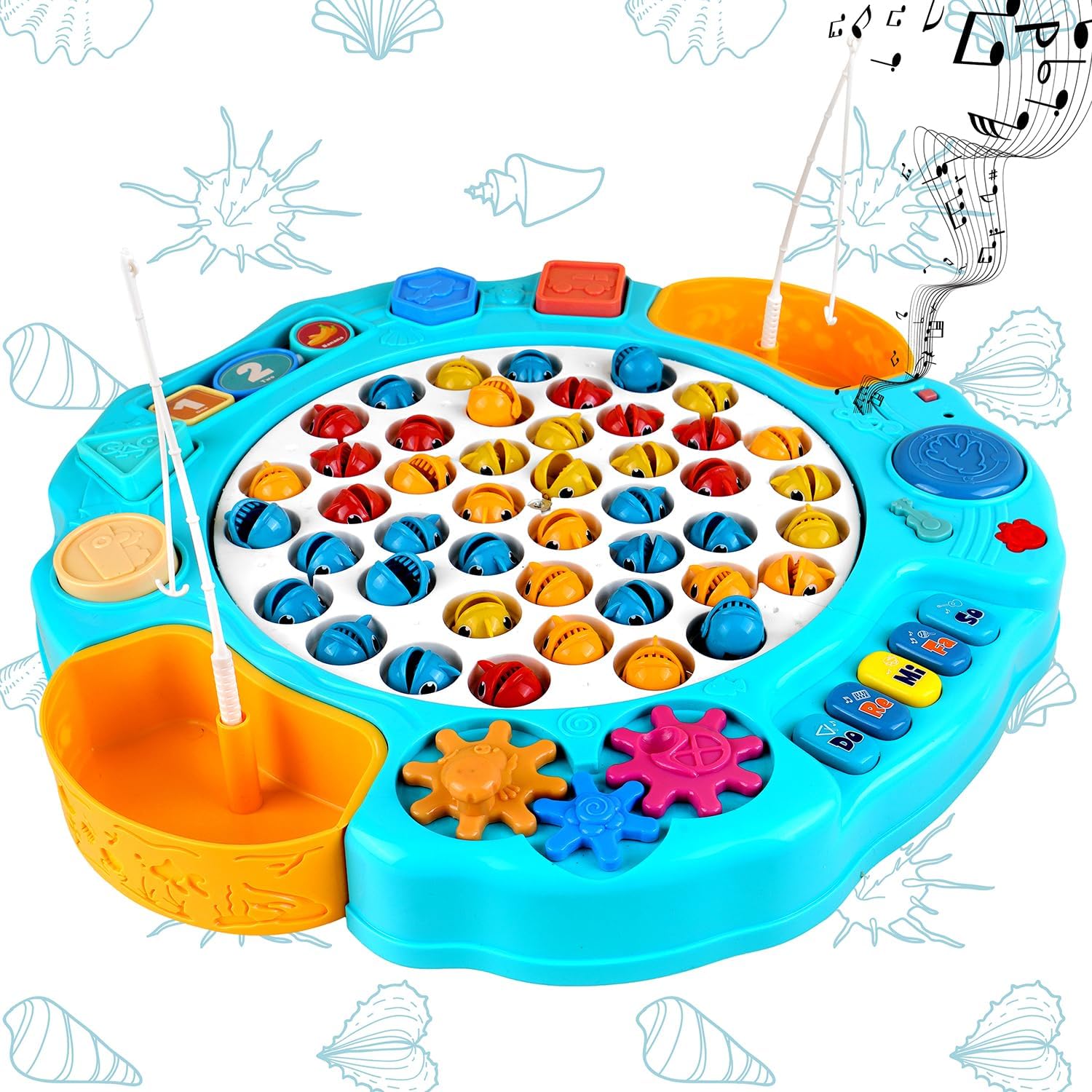 Braintastic Motorized Musical Rotating Fun Fishing Game Toy with 45