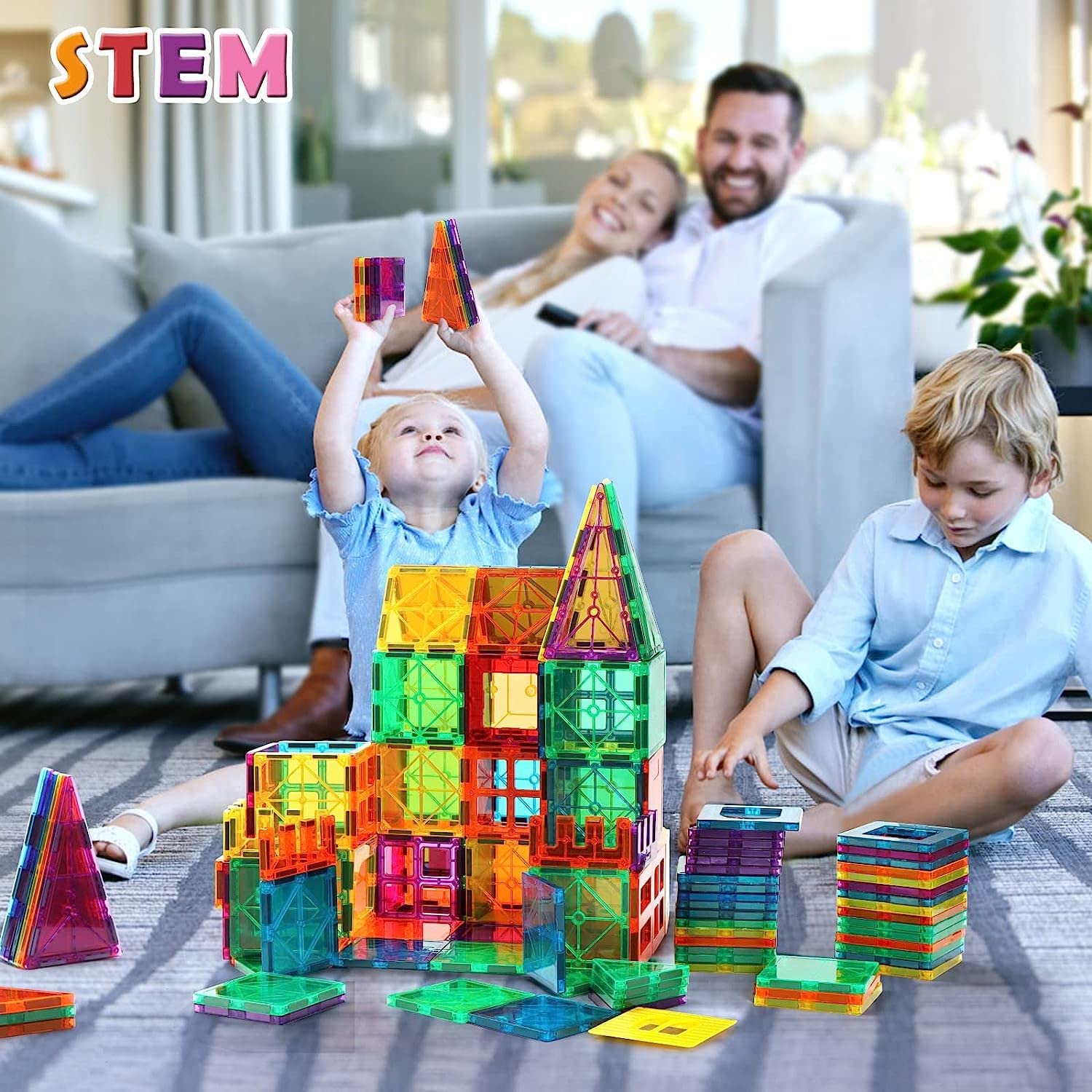 Braintastic 18 Pcs Magnetic Tiles Building Block Constructing and Creative Learning Educational STEM Toy for Kids Age 3+ Years