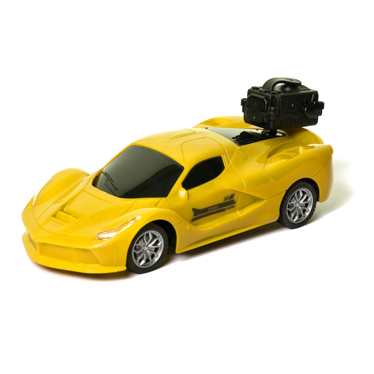 Braintastic Model Diecast Car Toy Vehicle Pull Back Friction Car with Openable Doors Light & Music Toys for Kids Age 3+ Years (Spray Car Yellow)