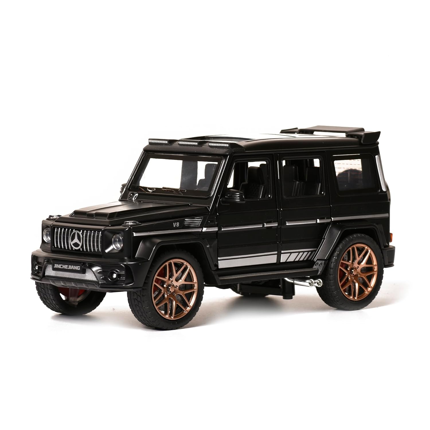 Braintastic Model Diecast Car Toy Vehicle Pull Back Friction Car with Openable Doors Light & Music Toys for Kids Age 3+ Years (Spray Edition Mercedes Jeep Black)