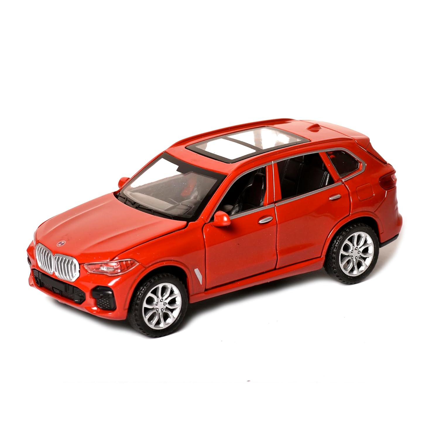 Braintastic Model Diecast Car Toy Vehicle Pull Back Friction Car with Openable Doors Light & Music Toys for Kids Age 3+ Years (AK Metal Series BMW Red)