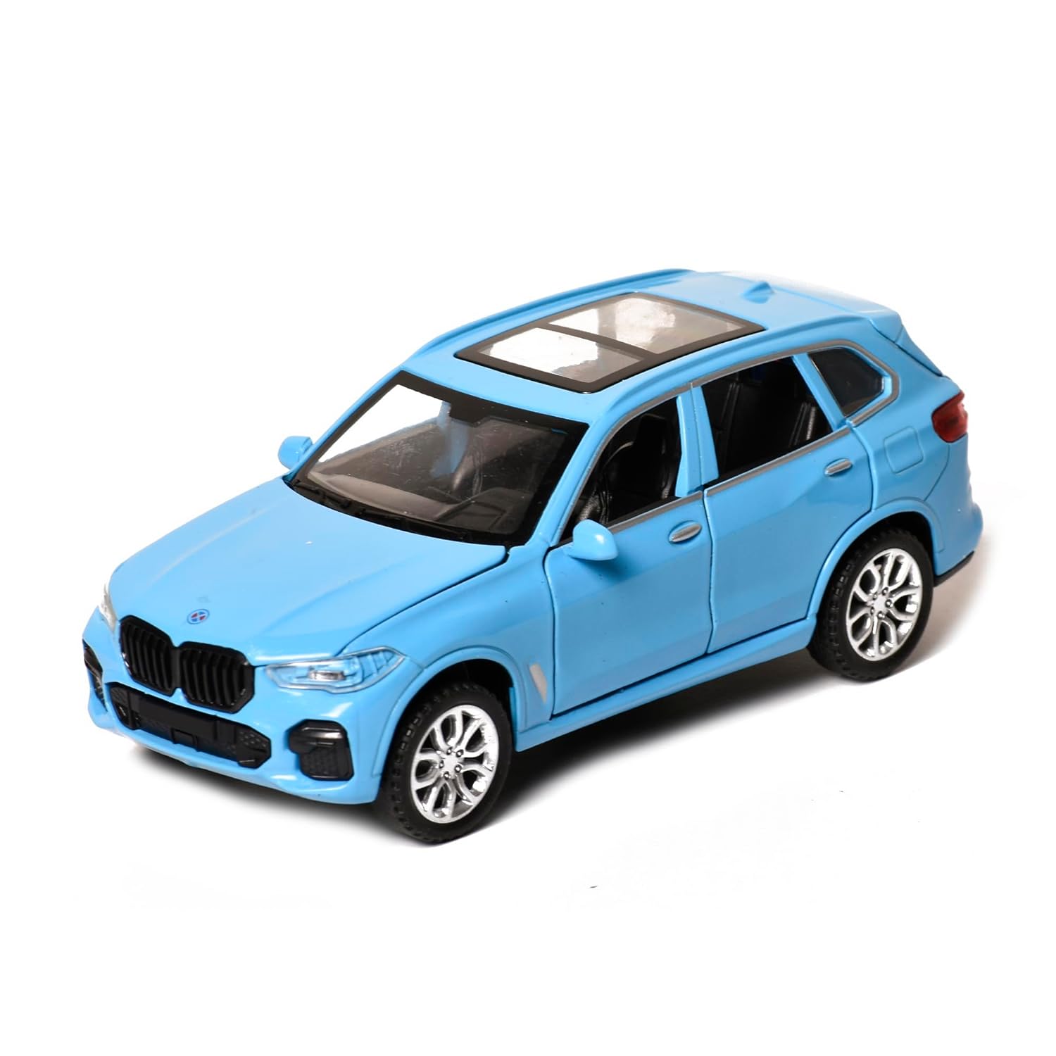 Braintastic Model Diecast Car Toy Vehicle Pull Back Friction Car with Openable Doors Light & Music Toys for Kids Age 3+ Years (AK Metal Series BMW Blue)