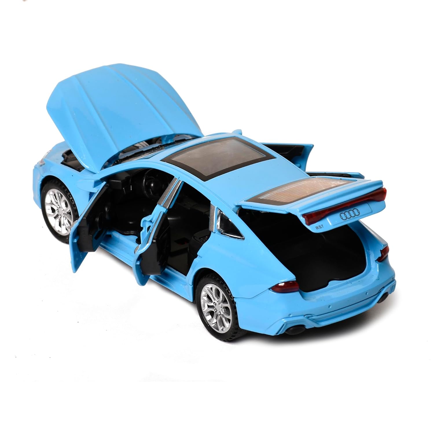 Braintastic Model Diecast Car Toy Vehicle Pull Back Friction Car with Openable Doors Light & Music Toys for Kids Age 3+ Years (AK Metal Series Audi Blue)
