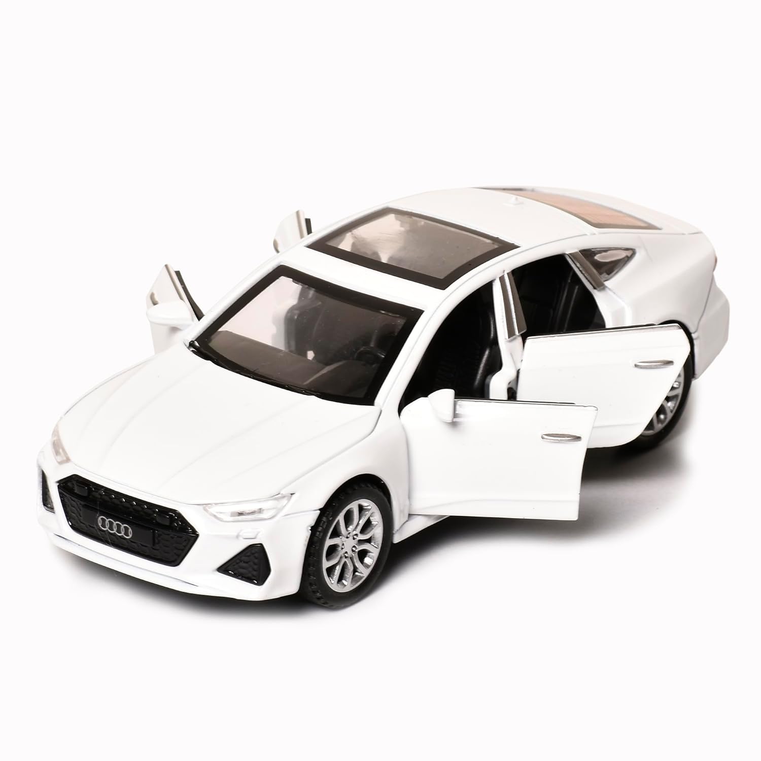 Braintastic Model Diecast Car Toy Vehicle Pull Back Friction Car with Openable Doors Light & Music Toys for Kids Age 3+ Years (AK Metal Series Audi White)