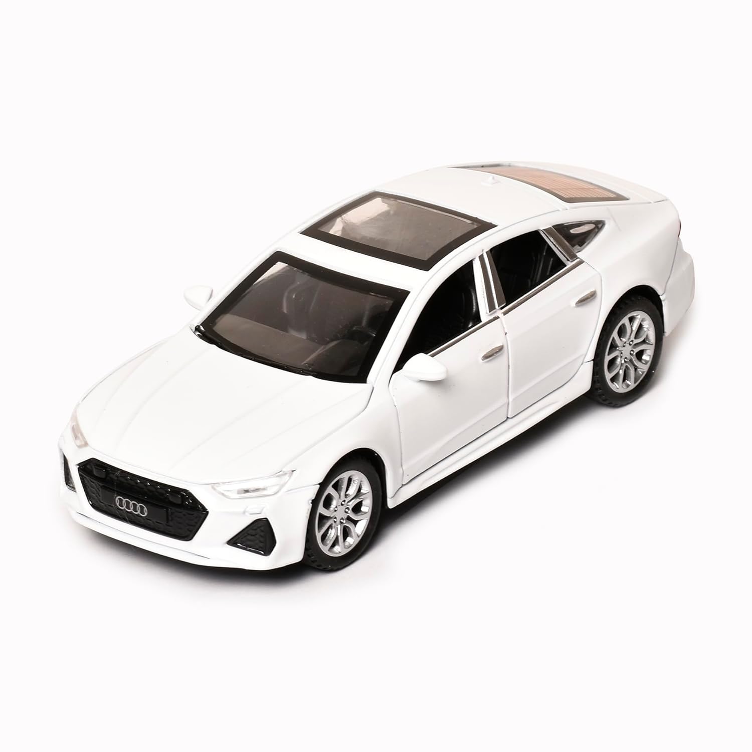 Braintastic Model Diecast Car Toy Vehicle Pull Back Friction Car with Openable Doors Light & Music Toys for Kids Age 3+ Years (AK Metal Series Audi White)