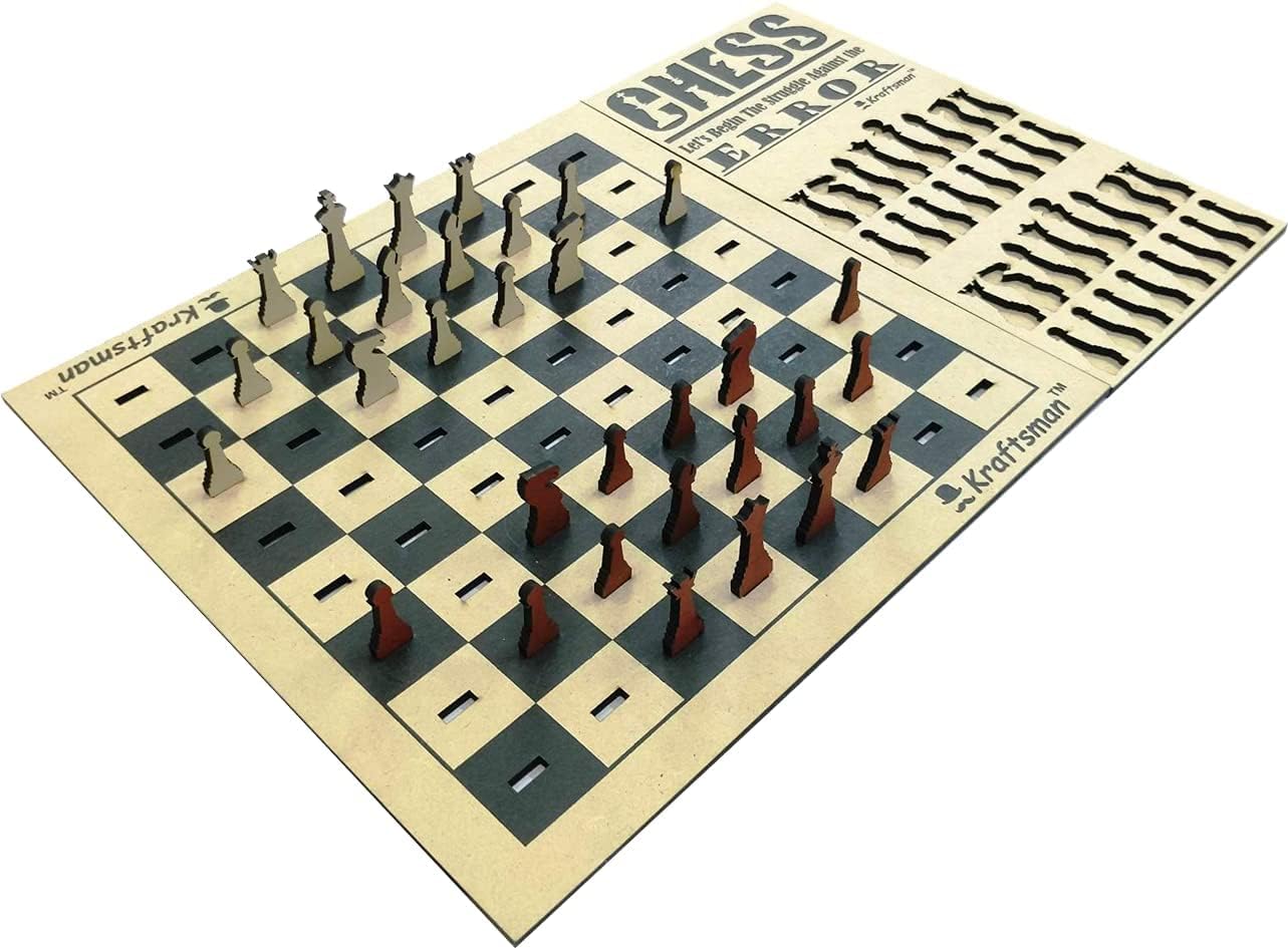 Braintastic Wooden Chess & Checkers Board Game Combo of one Board with 2 Games for Kids 5 Years and Above