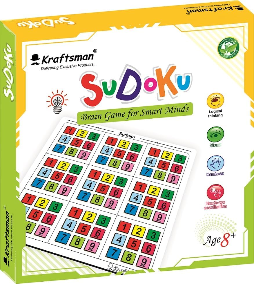 Braintastic Wooden Sudoku Puzzle Board Game and Puzzle Book Included Toys for Kids
