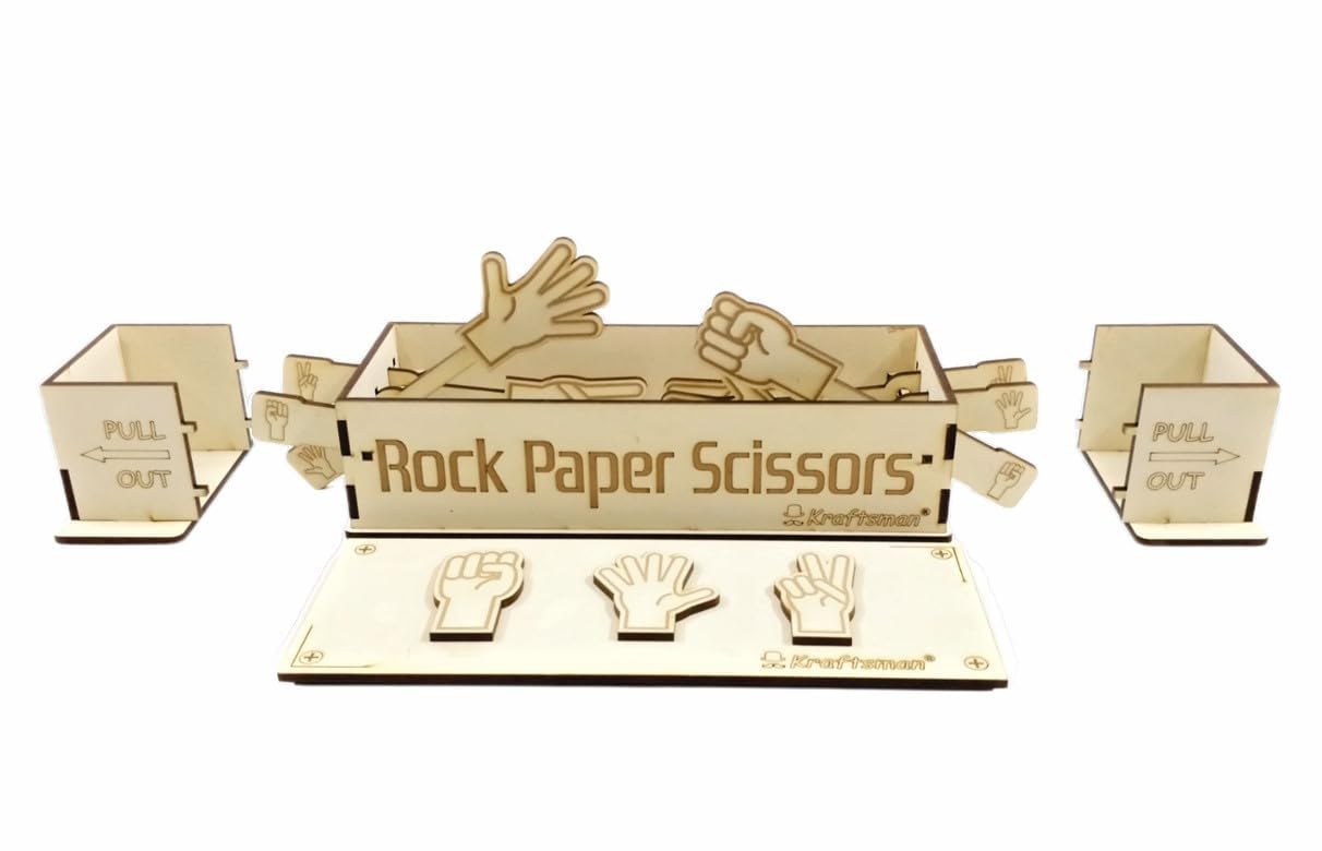 Braintastic Wooden Rock Paper Scissors 2 Players Puzzle Board Game Toys for Kids Age 4+ Years
