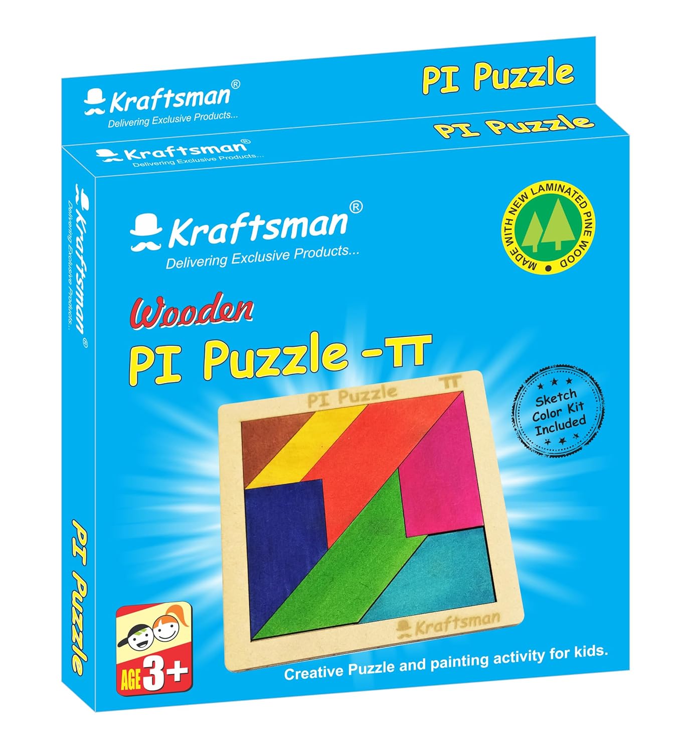 Kraftsman Color Your Puzzle Travel Games for 4+ Kids Fun Learning Educational Board Game (PI Puzzle)