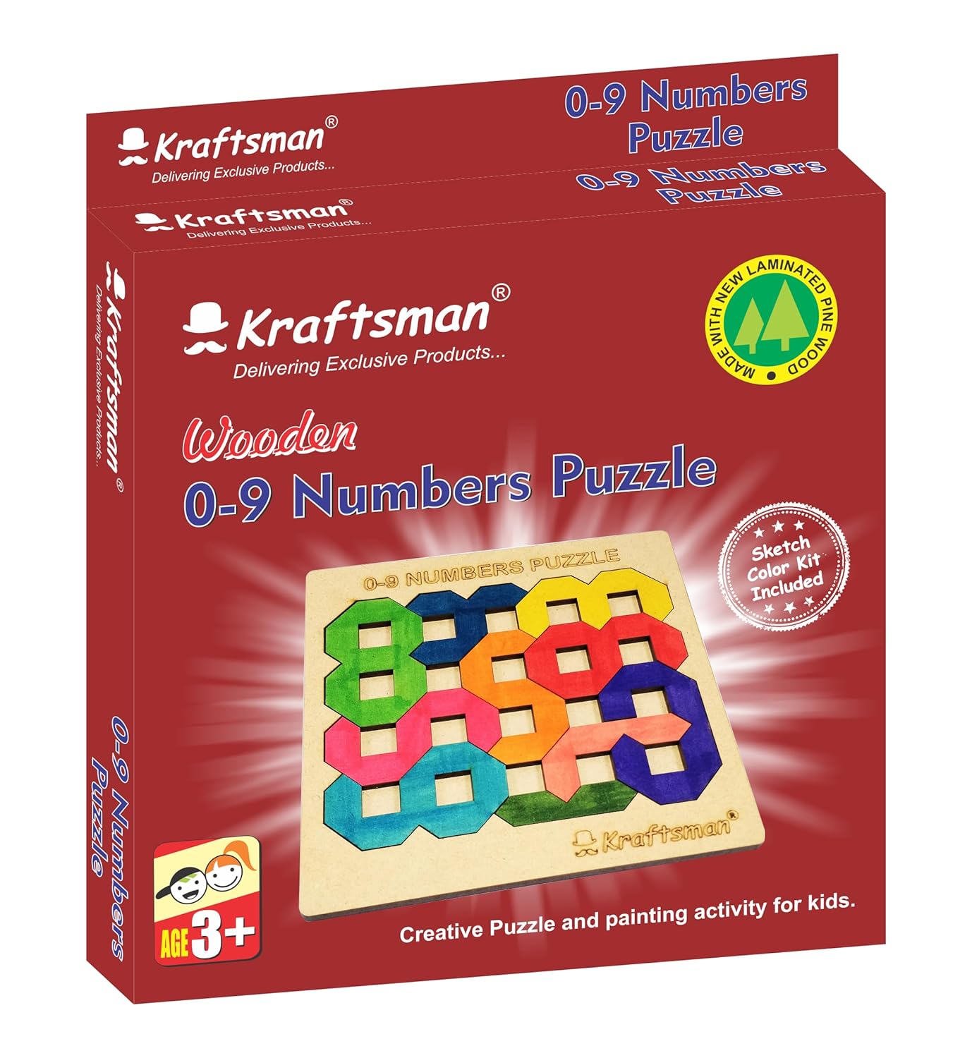 Kraftsman Color Your Puzzle Travel Games for 4+ Kids Fun Learning Educational Board Game (0-9 Digital Numbers Puzzle)