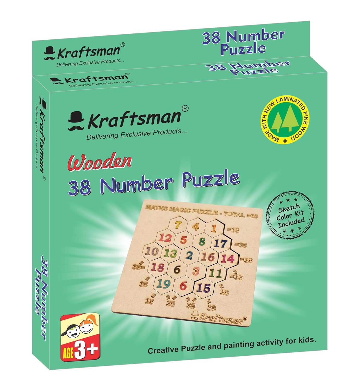 Kraftsman Color Your Puzzle Travel Games for 4+ Kids Fun Learning Educational Board Game (38 Maths Magic Puzzle)