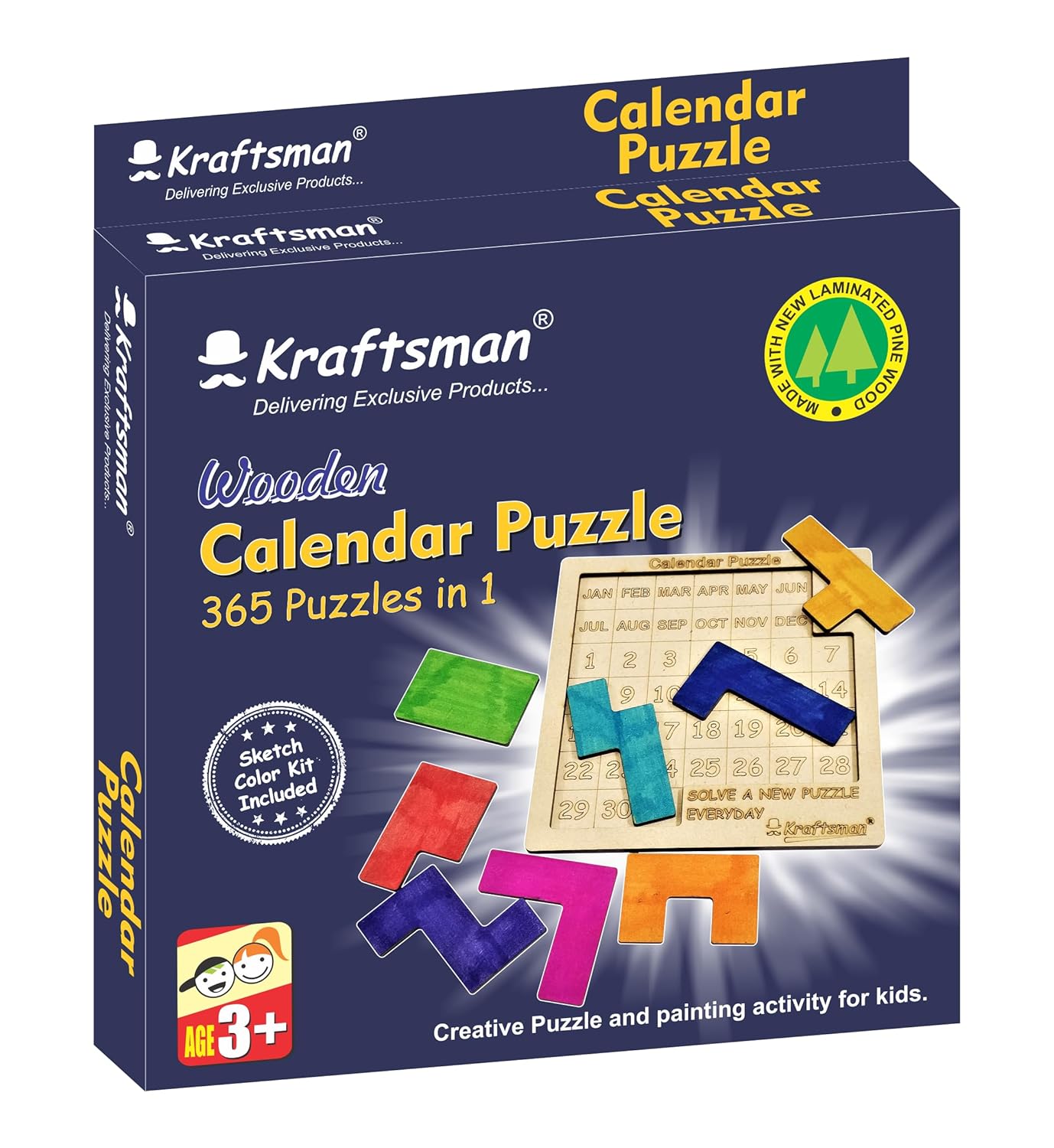 Kraftsman Color Your Puzzle Travel Games for 4+ Kids Fun Learning Educational Board Game (Calendar Puzzle)