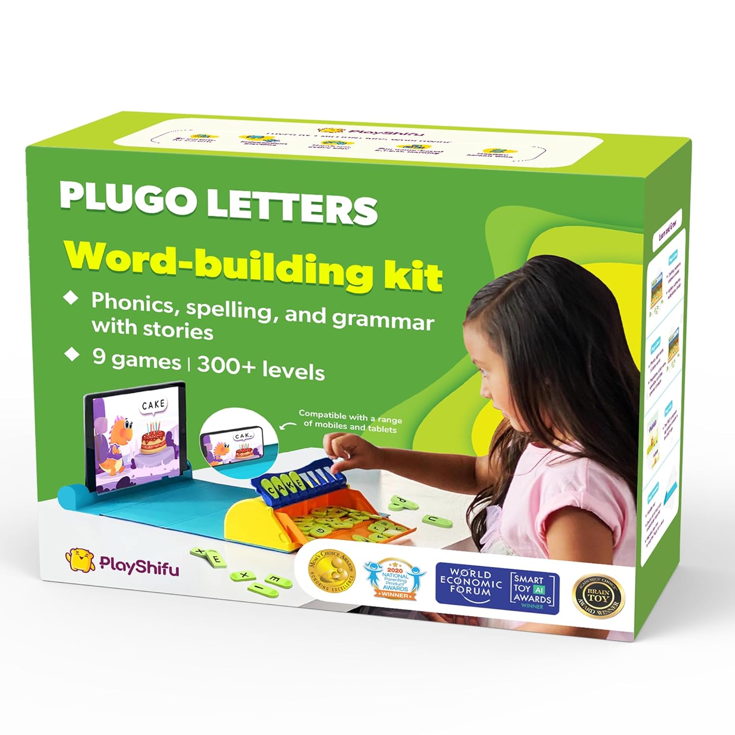Shifu Playshifu Educational Word Game-Plugo Letters(Kit + App With 9 Learning Games)Stem Toy Gifts For Kids Age 4 5 6 7 8|Phonics,Spellings&Grammar|48 Alphabet Tiles(Works With Tabs/Mobiles)