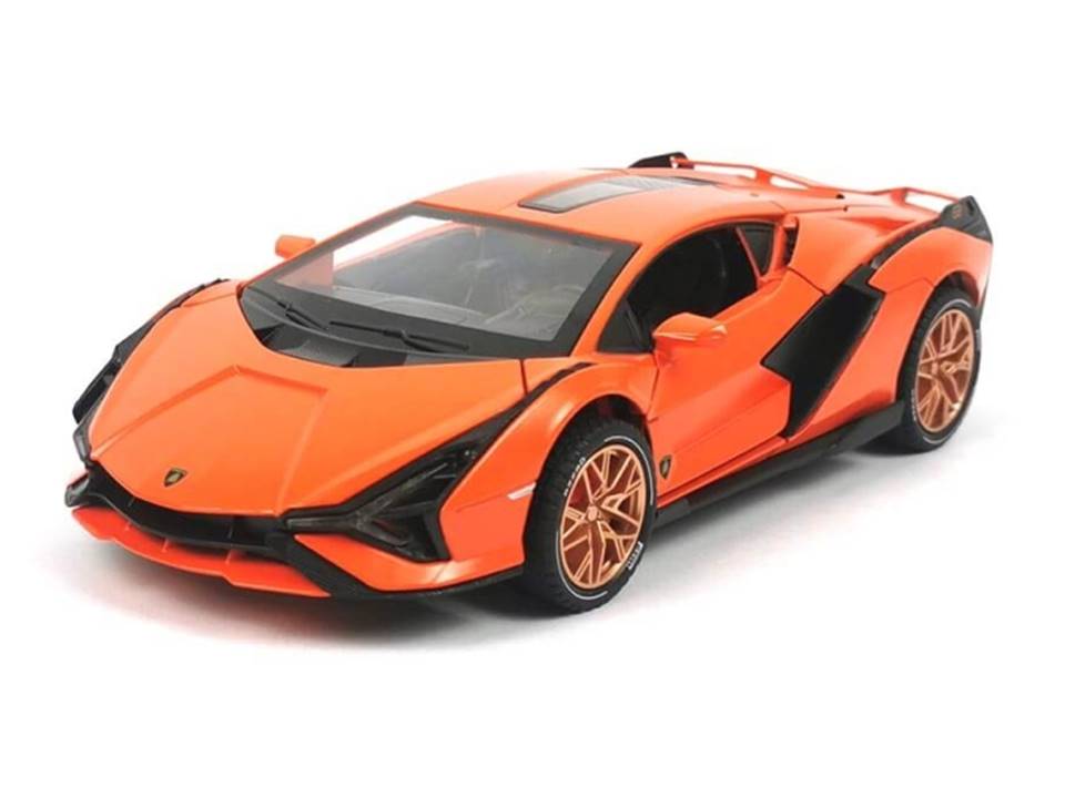 Braintastic Model Diecast Car Toy Vehicle Pull Back Friction Car with Openable Doors Light & Music Toys for Kids Age 3+ Years (Spray Edition Lamborghini Orange)