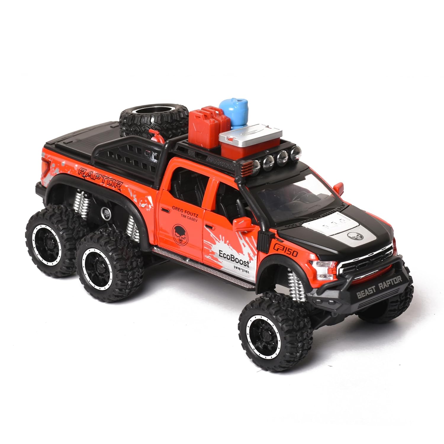 Braintastic F150 Raptor Diecast Spray Metal Model Pickup Car Truck Toys with Doors Open Sound and Light for Kids Age 3+ Year
