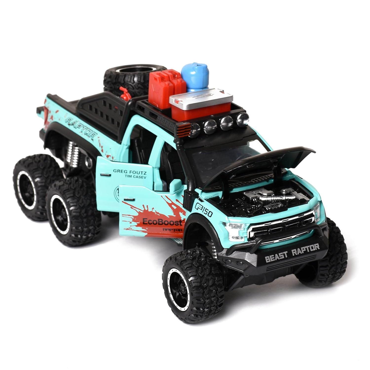 Braintastic F150 Raptor Diecast Spray Metal Model Pickup Car Truck with Doors Open Sound and Light for Kids Age 3+ Year