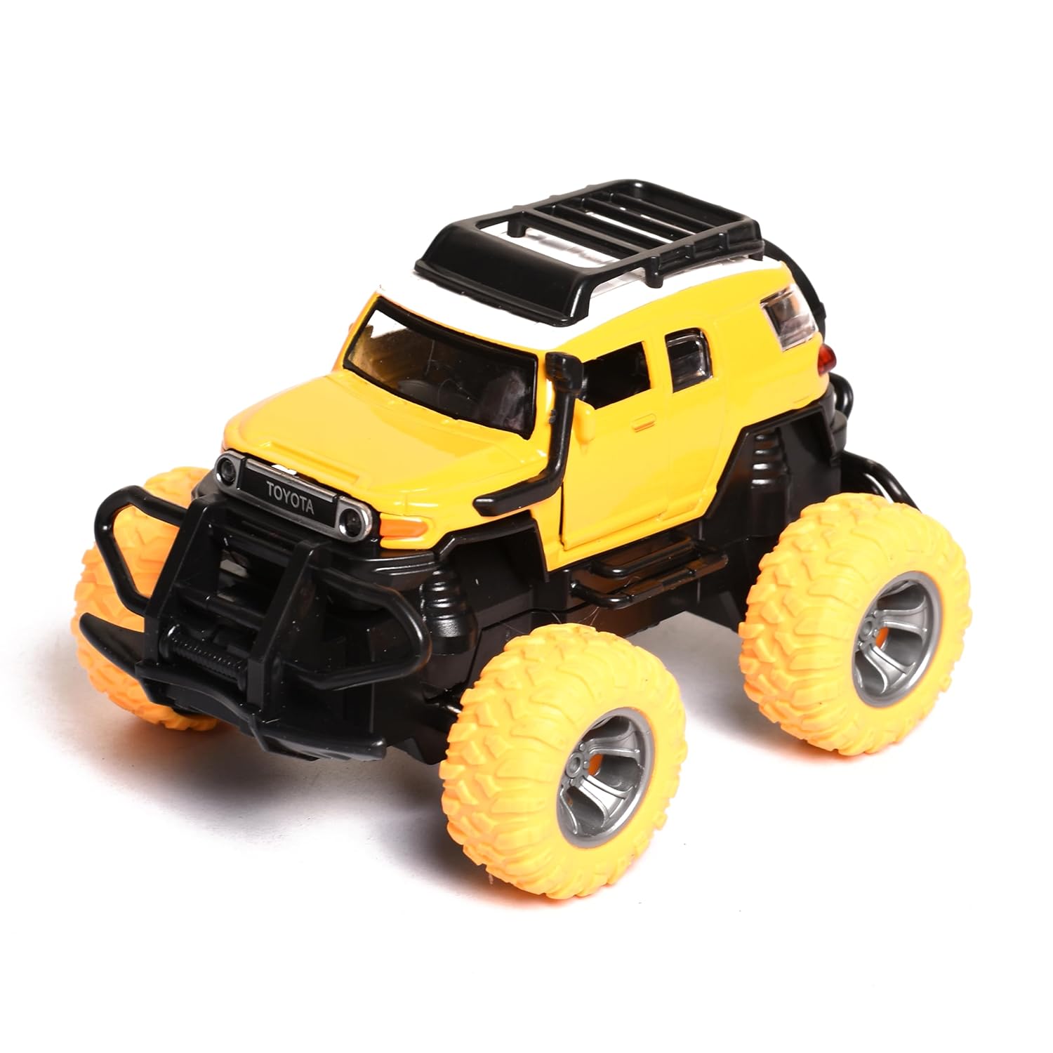 Braintastic Simulation Alloy Metal Pull Back Diecast Car 1:32 Off Road Model Pull Back Car with Sound & Light Toys for Kids Age 3+ Years Yellow