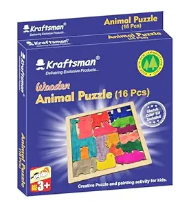 Braintastic Wooden Jigsaw Puzzle Travel Board Game Learning & Creative Educational Intelligence Brain Games Sorting Puzzle Toys for Kids (Animal Puzzle 16)