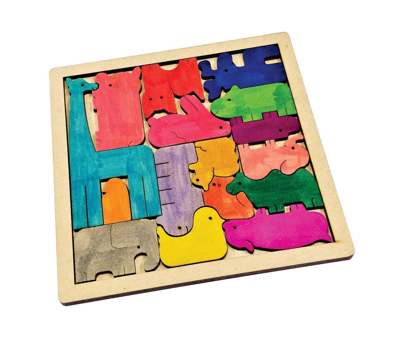 Braintastic Wooden Jigsaw Puzzle Travel Board Game Learning & Creative Educational Intelligence Brain Games Sorting Puzzle Toys for Kids (Animal Puzzle 16)