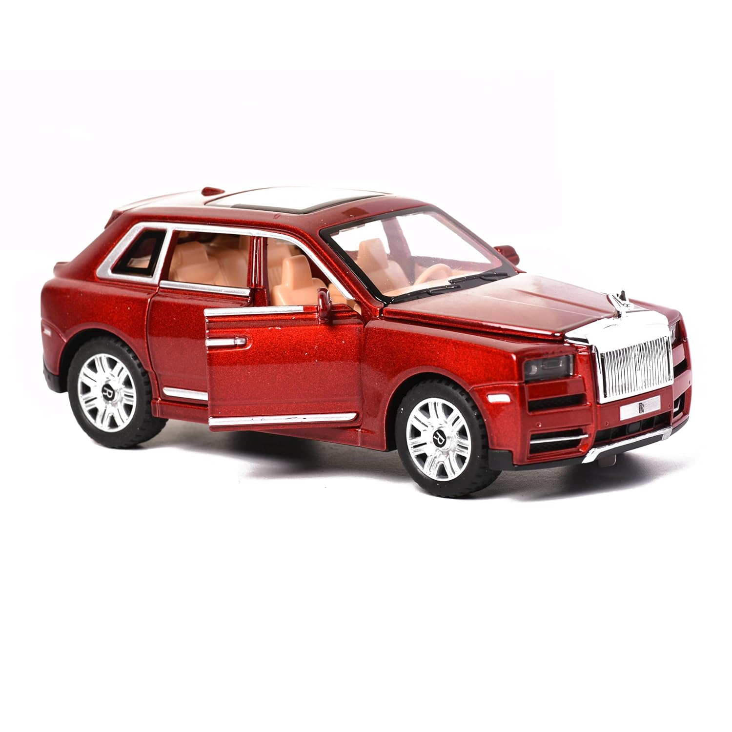 Braintastic Model Diecast Car Toy Vehicle Pull Back Friction Car with Openable Doors Light & Music Toys for Kids Age 3+ Years (Rolls Royce Red)