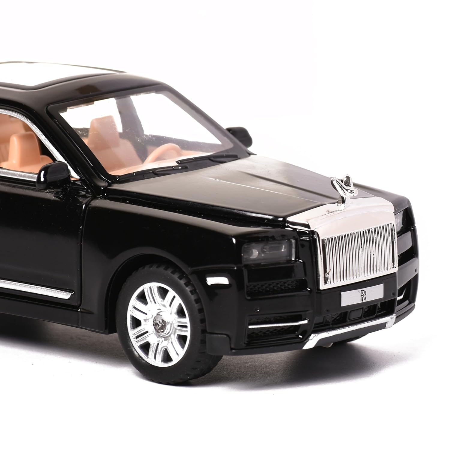 Braintastic Model Diecast Car Toy Vehicle Pull Back Friction Car with Openable Doors Light & Music Toys for Kids Age 3+ Years (Rolls Royce Black)