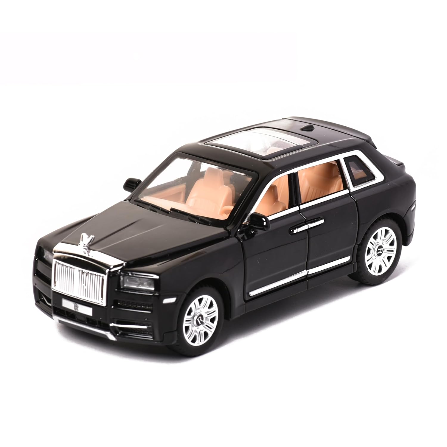 Braintastic Model Diecast Car Toy Vehicle Pull Back Friction Car with Openable Doors Light & Music Toys for Kids Age 3+ Years (Rolls Royce Black)
