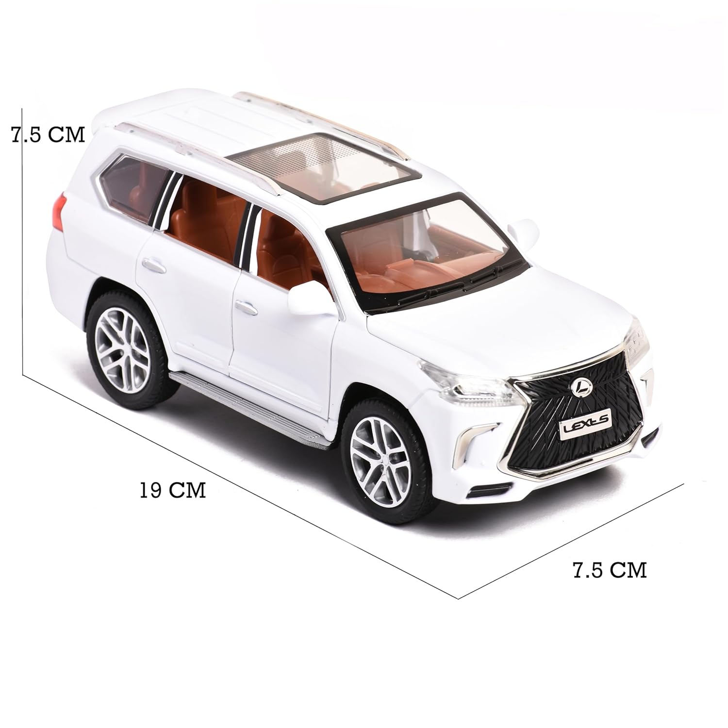 Braintastic Model Diecast Car Toy Vehicle Pull Back Friction Car with Openable Doors Light & Music Toys for Kids Age 3+ Years (Lexus White)