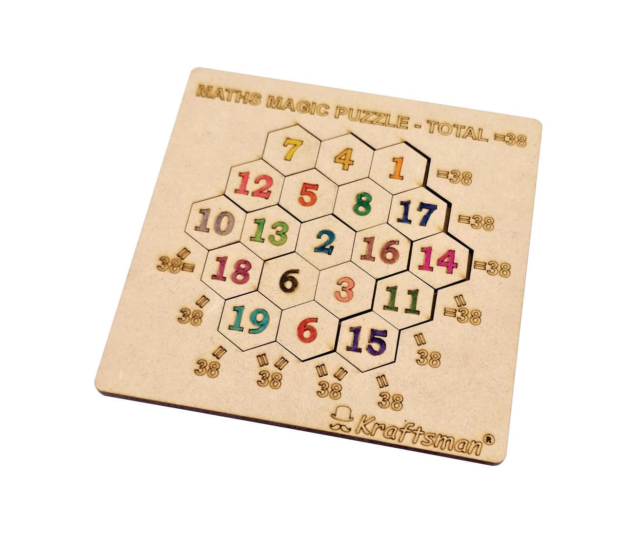 Braintastic Wooden Jigsaw Puzzle Travel Board Game Learning & Creative Educational Intelligence Brain Games Sorting Puzzle Toys for Kids (38 Number Puzzle)