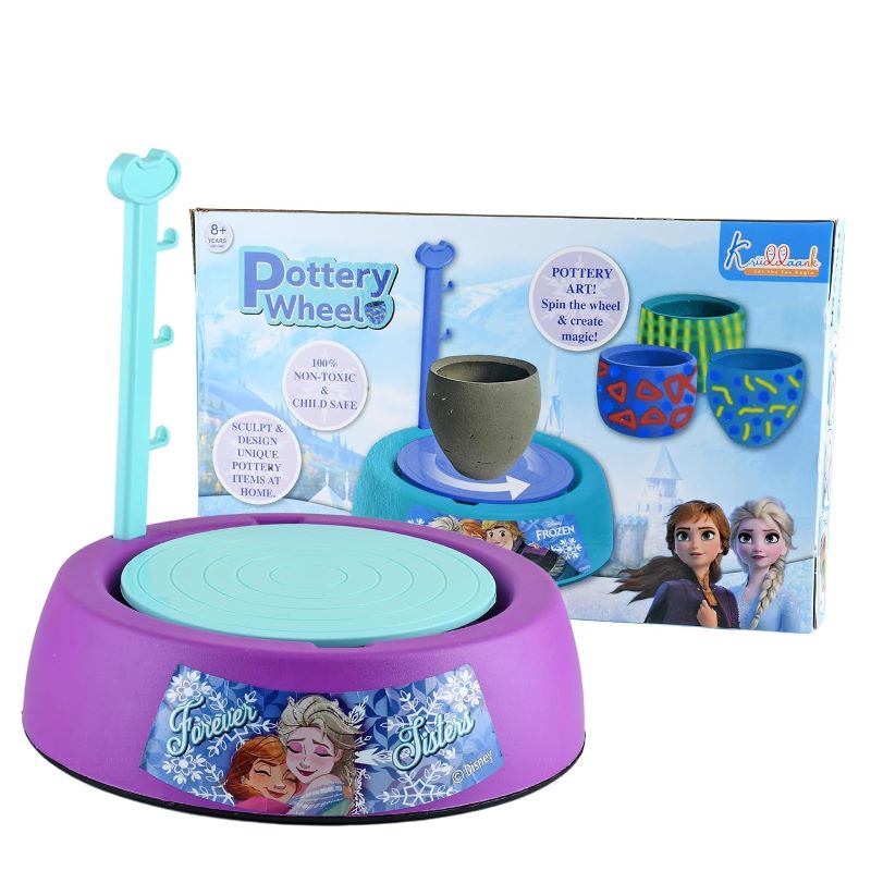 Disney Frozen Pottery Wheel Battery Operated with Molding Clay & Painting Kit Learning and Education Multicolor Board Game Toys for Kids