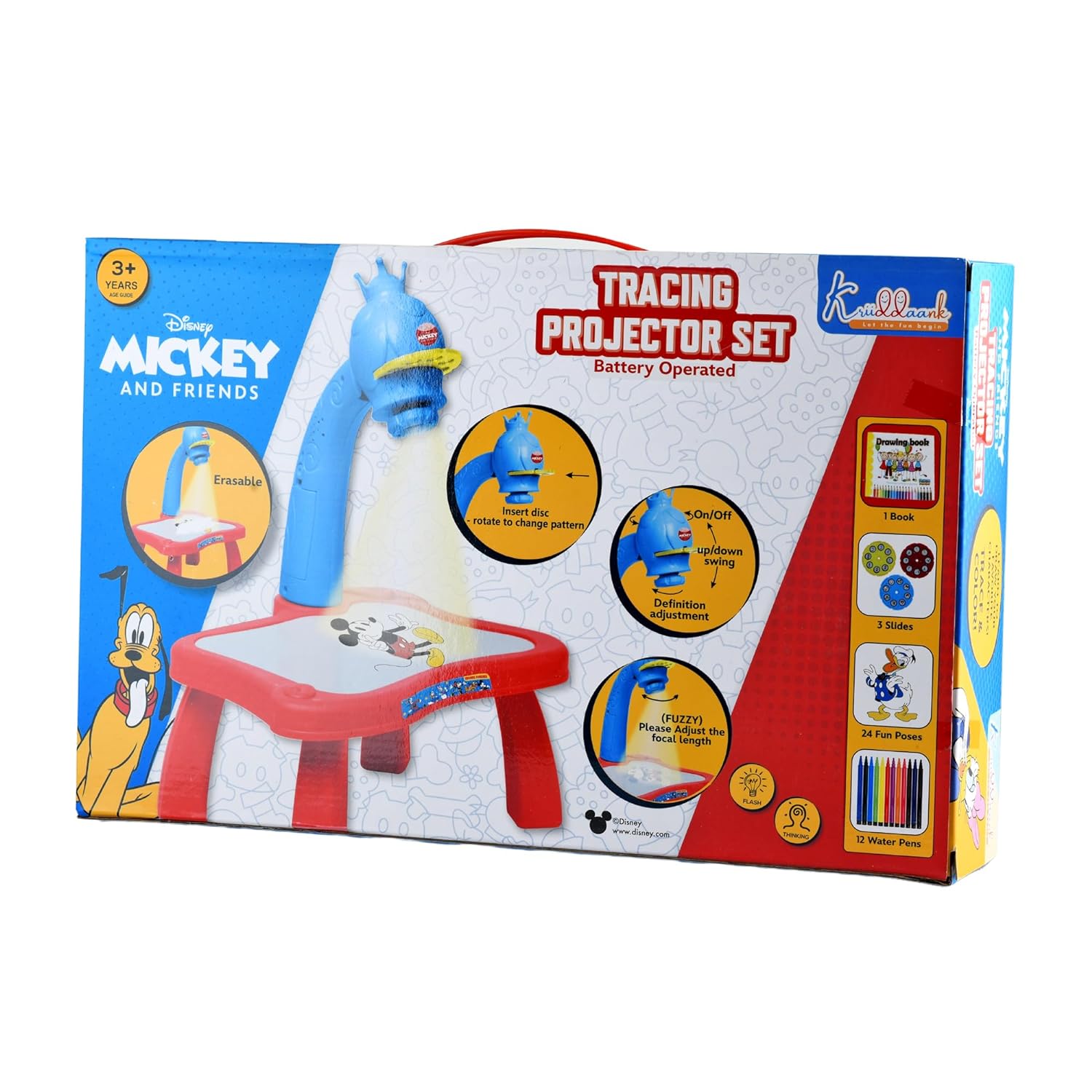 Mickey Drawing Kids Projector Set Painting Desk Table with Patterns & Colorful Water Pens Table Lamp for Better Creativity & Education Board Game for Kids