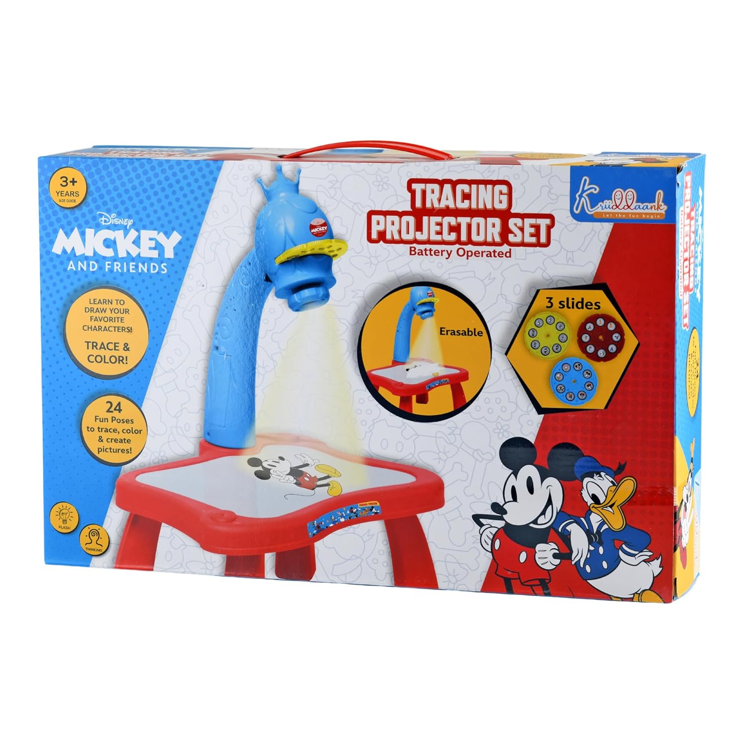 Mickey Drawing Kids Projector Set Painting Desk Table with Patterns & Colorful Water Pens Table Lamp for Better Creativity & Education Board Game for Kids