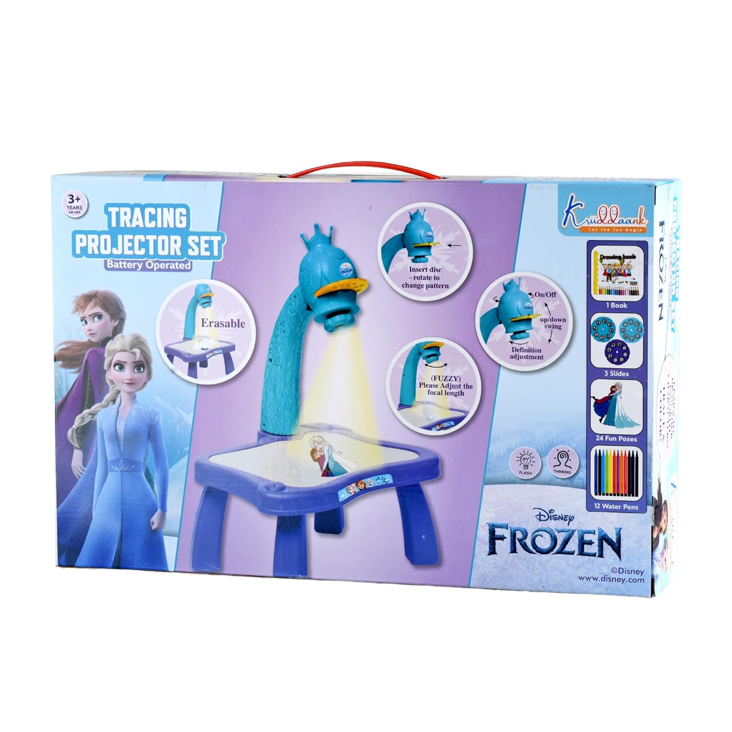 Disney Frozen Drawing Kids Projector Set Painting Desk Table with Patterns & Colorful Water Pens Table Lamp for Better Creativity & Education Board Game for Kids