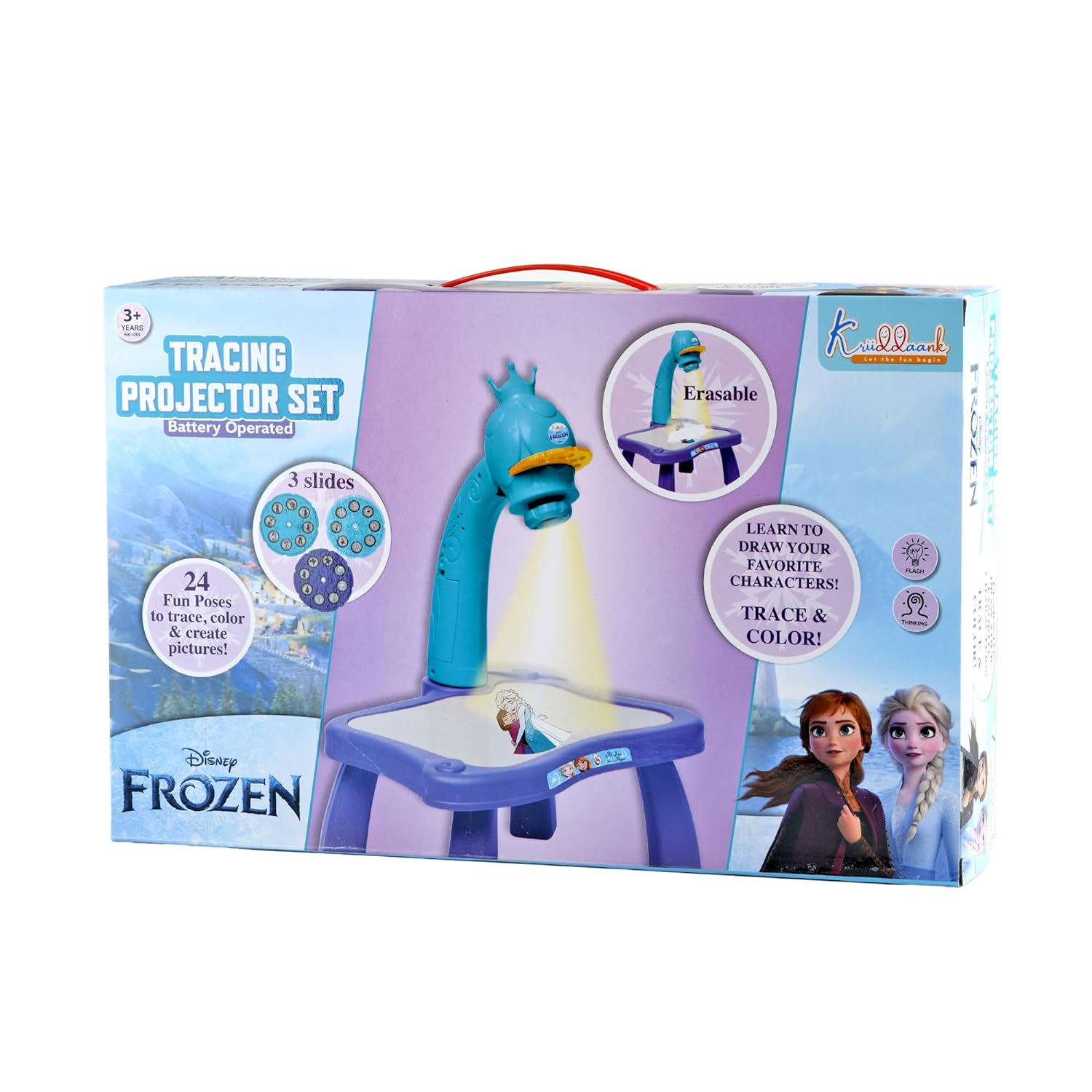 Disney Frozen Drawing Kids Projector Set Painting Desk Table with Patterns & Colorful Water Pens Table Lamp for Better Creativity & Education Board Game for Kids