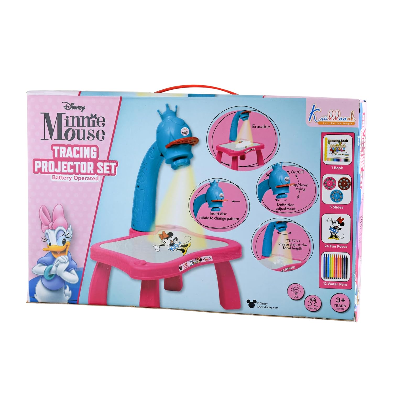 Minnie Mouse Drawing Kids Projector Set Painting Desk Table with Patterns & Colorful Water Pens Table Lamp for Better Creativity & Education Board Game for Kids