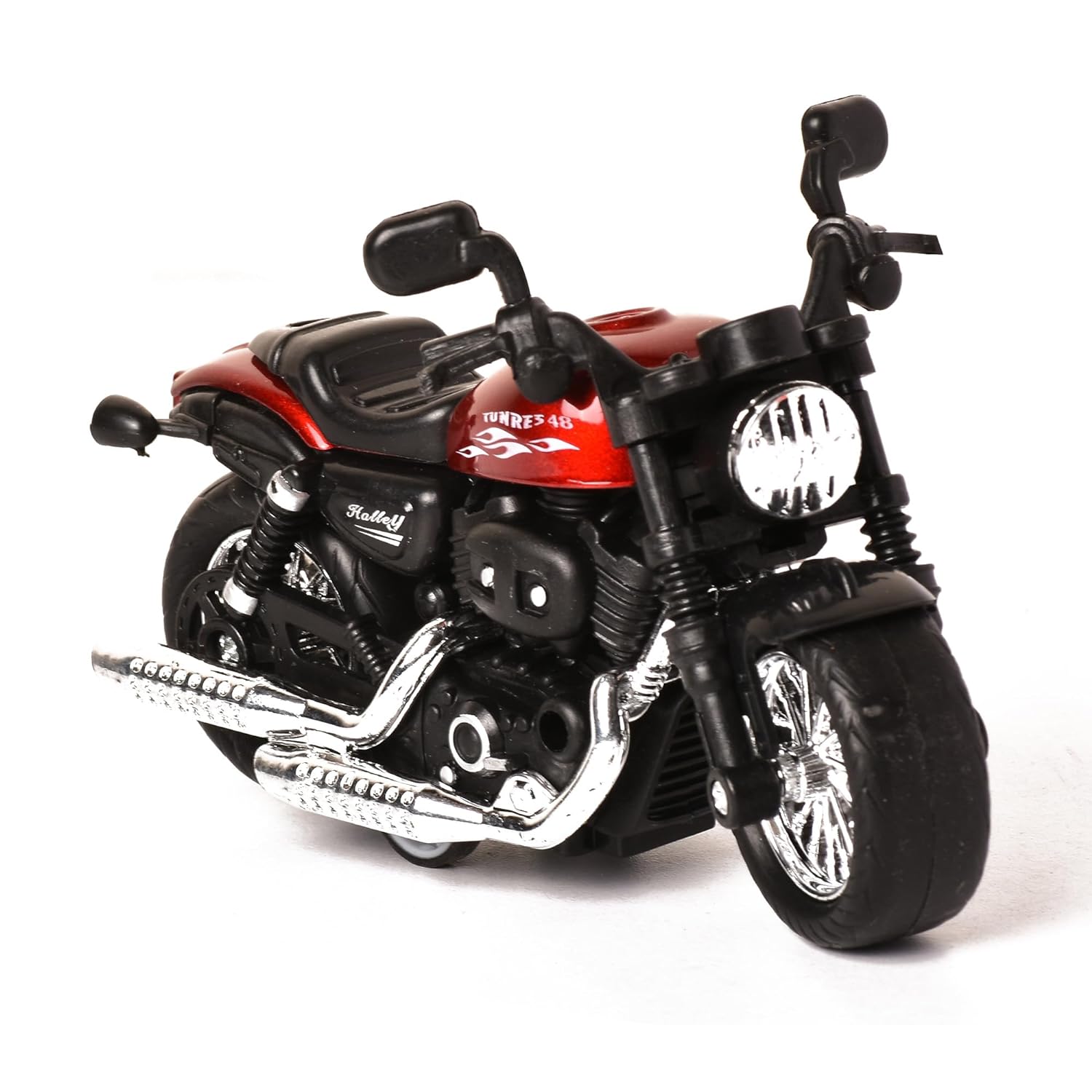 Braintastic Model Diecast Metal Bike Toy Vehicle Pull Back Friction Car with Openable Doors Light & Music Toys for Kids Age 3+ Years (Royal Enfield Red)