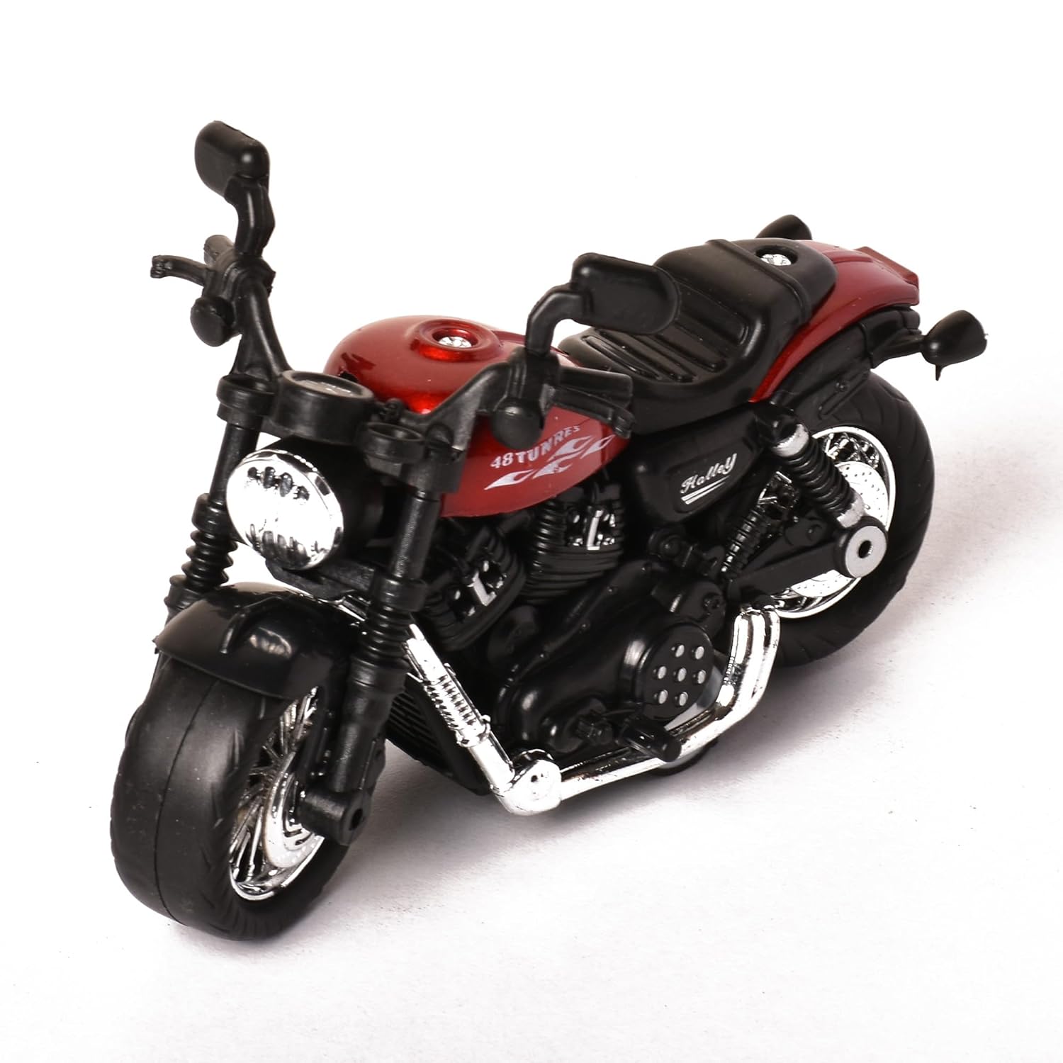 Braintastic Model Diecast Metal Bike Toy Vehicle Pull Back Friction Car with Openable Doors Light & Music Toys for Kids Age 3+ Years (Royal Enfield Red)