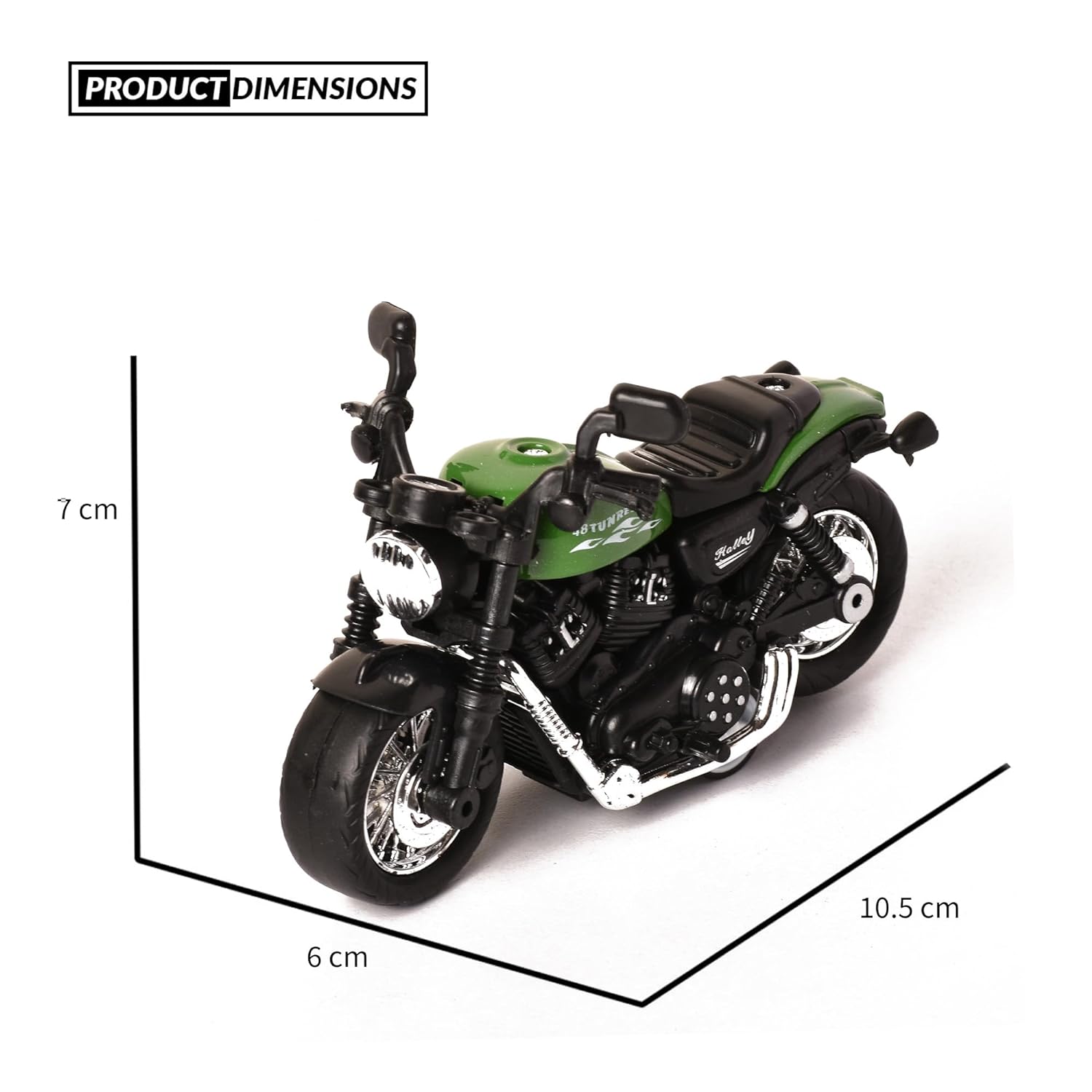 Braintastic Model Diecast Metal Bike Toy Vehicle Pull Back Friction Car with Openable Doors Light & Music Toys for Kids Age 3+ Years (Royal Enfield Green)