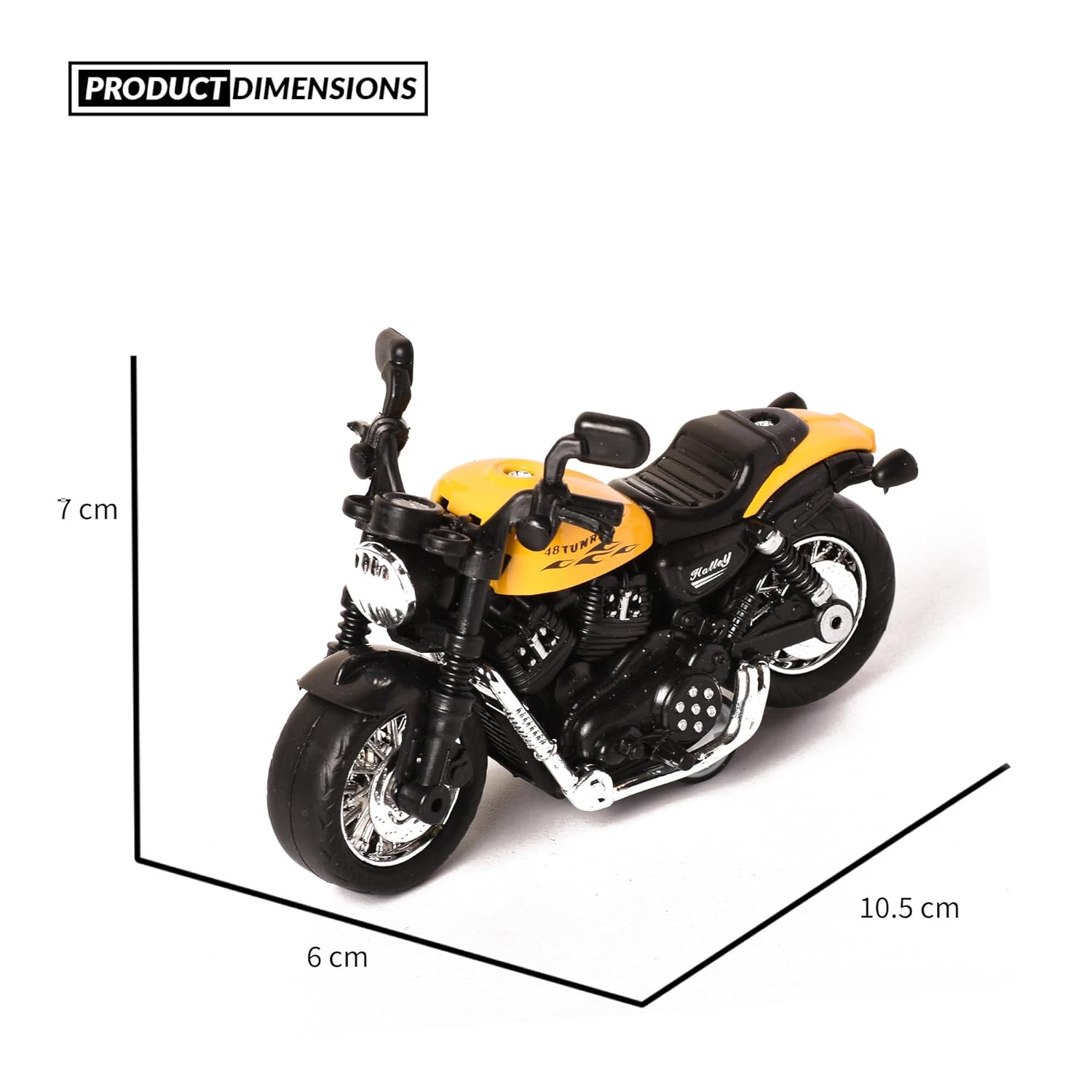 Braintastic Model Diecast Metal Bike Toy Vehicle Pull Back Friction Car Toys for Kids Age 3+ Years (Royal Enfield Yellow)