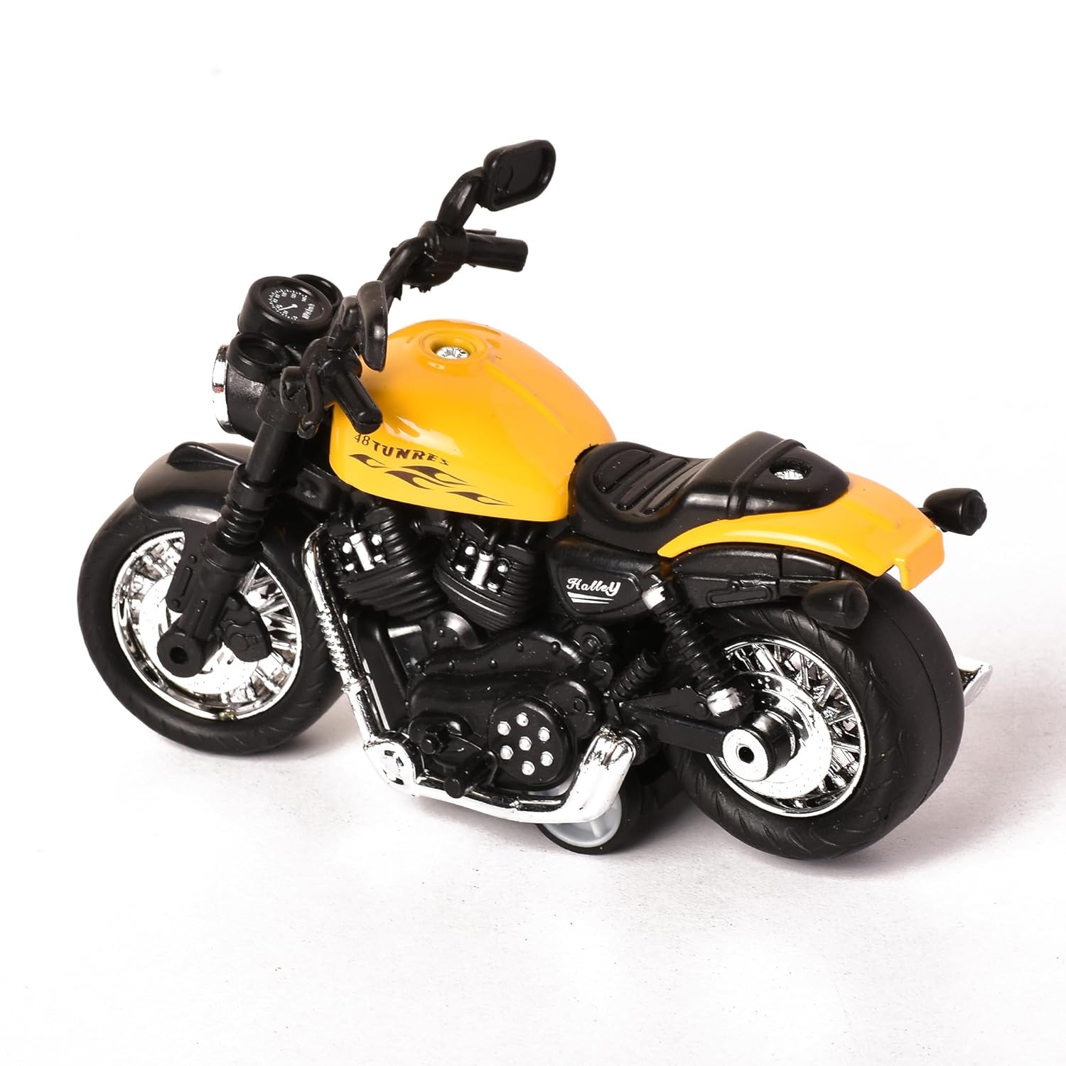 Braintastic Model Diecast Metal Bike Toy Vehicle Pull Back Friction Car Toys for Kids Age 3+ Years (Royal Enfield Yellow)