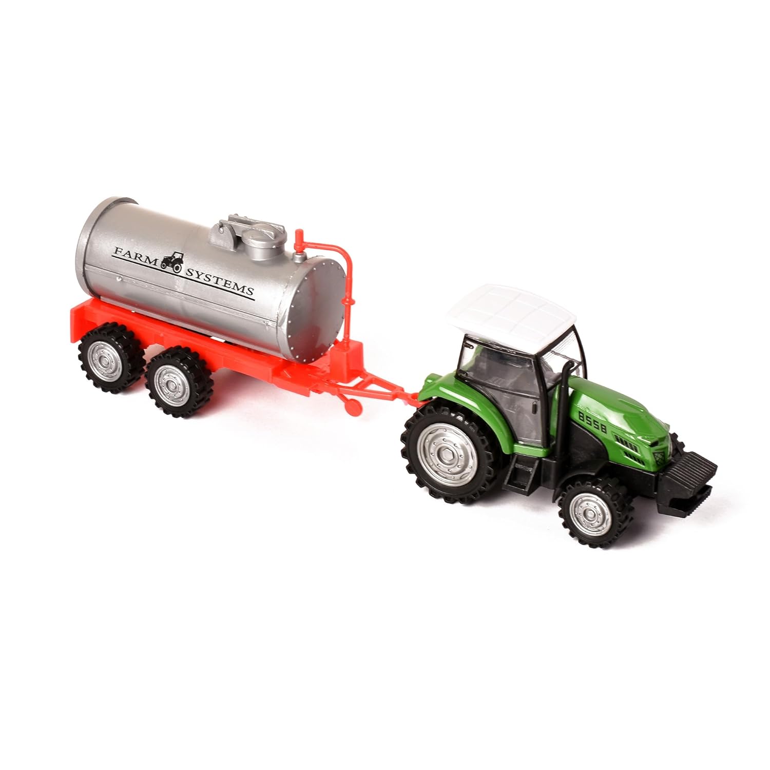 Braintastic Pull Back Tractor with Milk Tank Inertia Vehicles Farm Tractor Truck Agriculture Farm Friction Power Toy for Kids Age 3+ Years (Red Green)