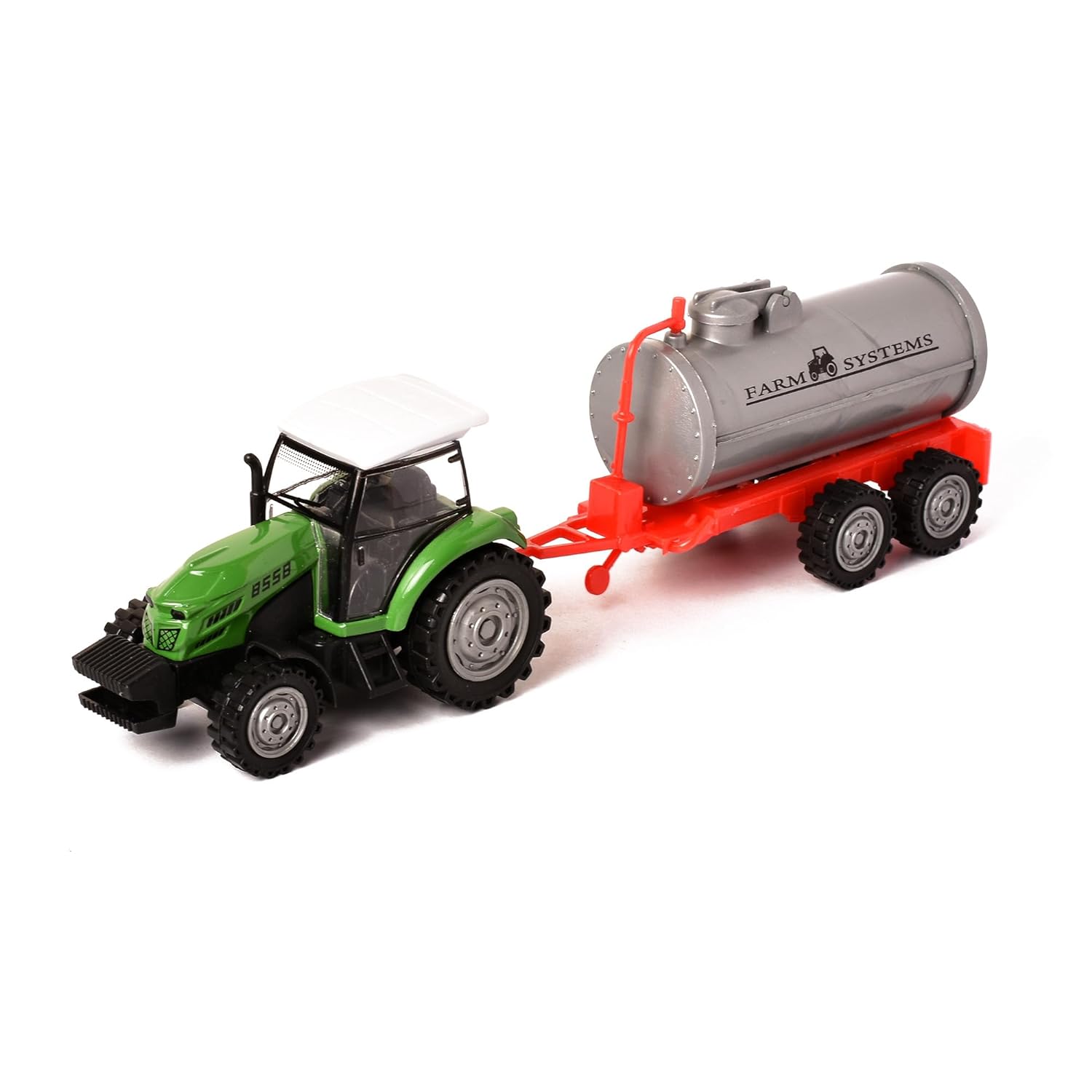 Braintastic Pull Back Tractor with Milk Tank Inertia Vehicles Farm Tractor Truck Agriculture Farm Friction Power Toy for Kids Age 3+ Years (Red Green)